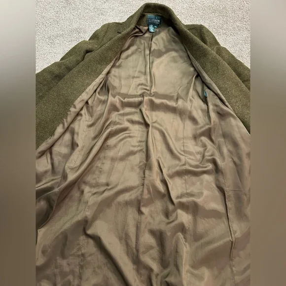 Lauren by Ralph Lauren Olive Wool Wrap Coat with Belt- Women’s Size Medium - Picture 5 of 10